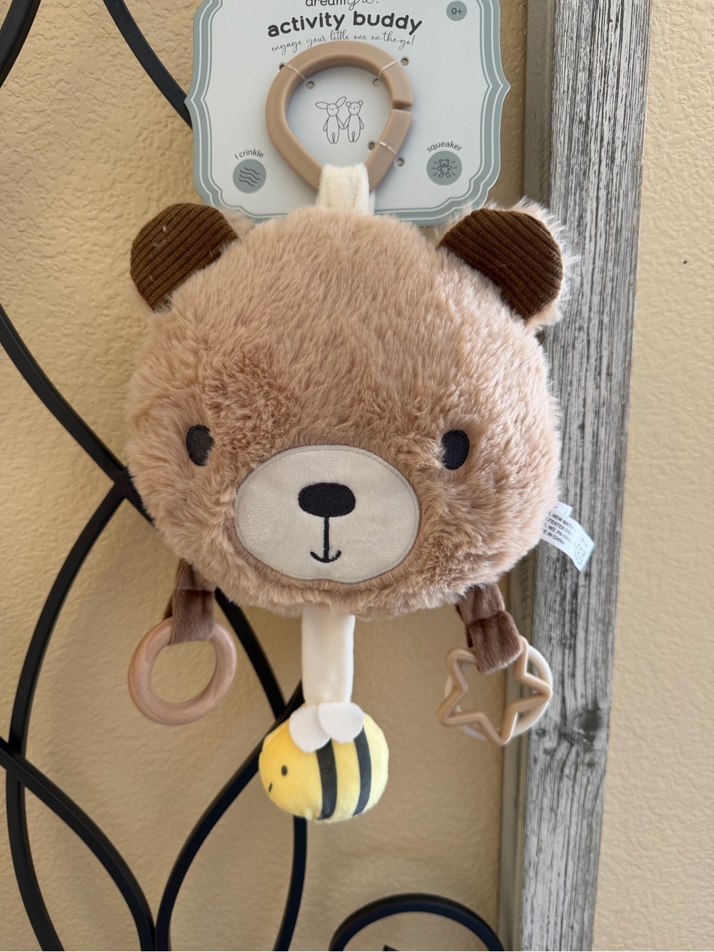 Brown Bear Activity Buddy - Plush Hanging Toy for Baby’s